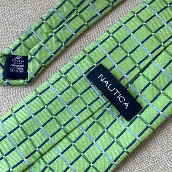Nautica Men Tie Green/Blue Tone 100% silks Necktie Classic Tie - Picture 8 of 10